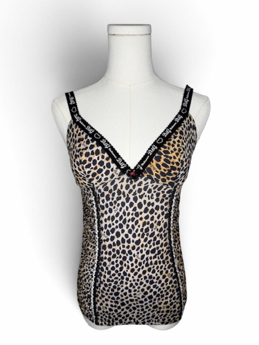 Dolce & Gabbana Leopard-Print Lace-Trim Cami in Cheetah